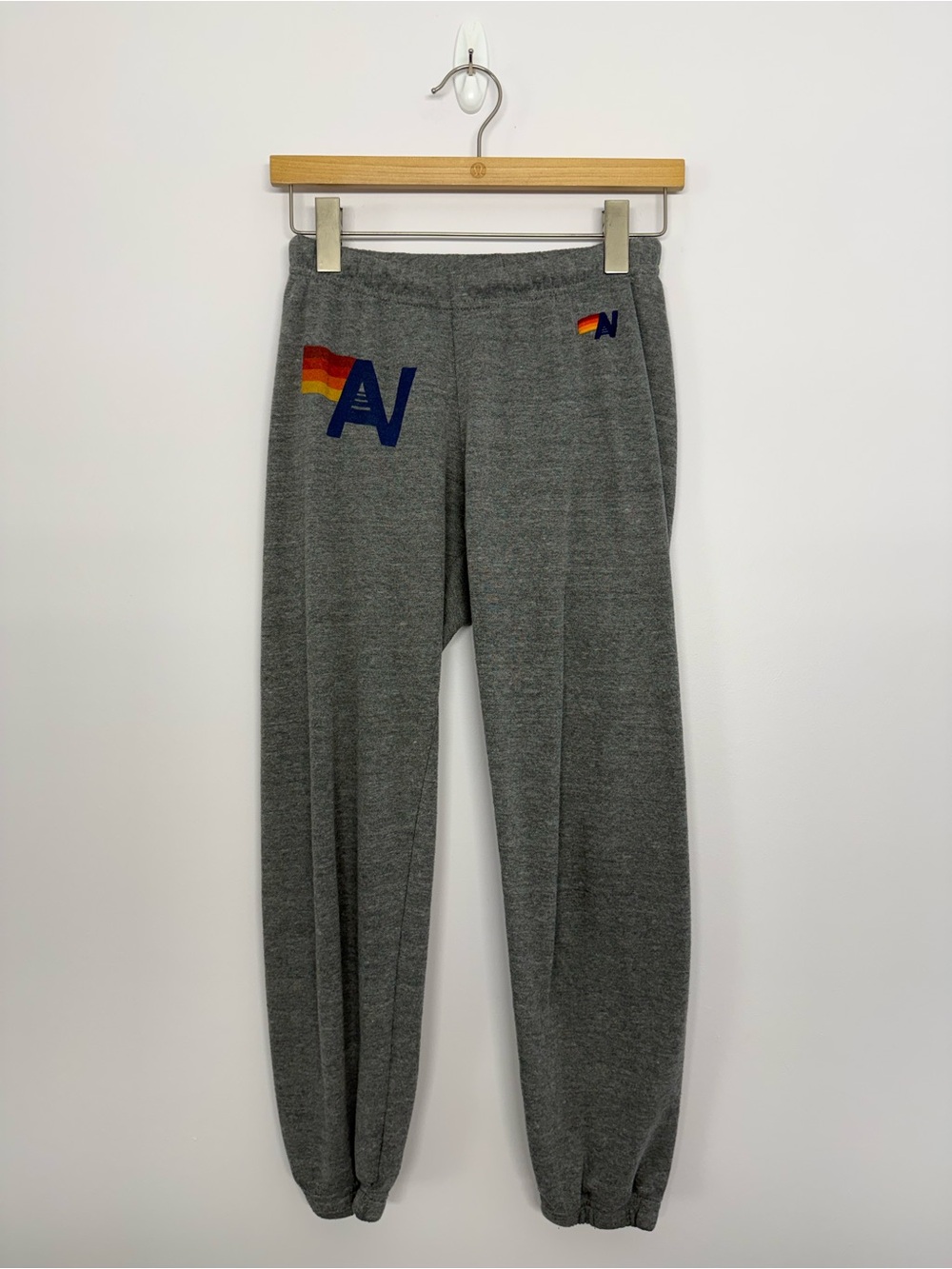 14: Aviator Nation LOGO SWEATPANTS - SLATE Size XS 26” Inseam Gray